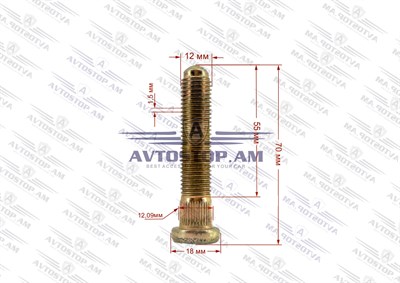 Շպիլկա M12x1.5x55 Ø 12.09 մմ L= 70մմ CRP1209A65 - фото 10100