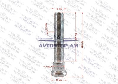 Շպիլկա M12x1.25x55 Ø 14.3 մմ L= 70 մմ CRP1430B65 - фото 9986