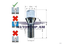 ԲՈԼՏ անիվի M14x1,25x28 կոնուս, K=17,  քրոմ 177110 (C17F28)